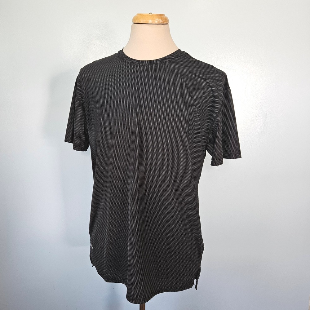 BYLT Premium Basics Mens XL Black White Micro Dot Short Sleeve Activewear Shirt